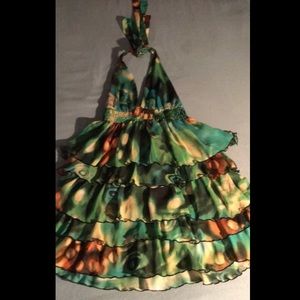 Romeo + Juliet Couture green print layered dress